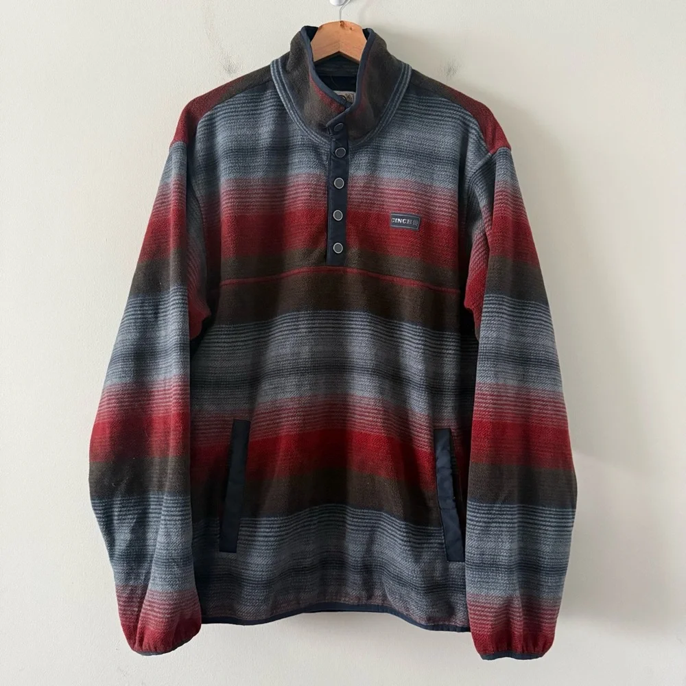 Cinch Printed Polar Fleece Pullover Mens Large Country Western Cowboy 1/4 Snap
